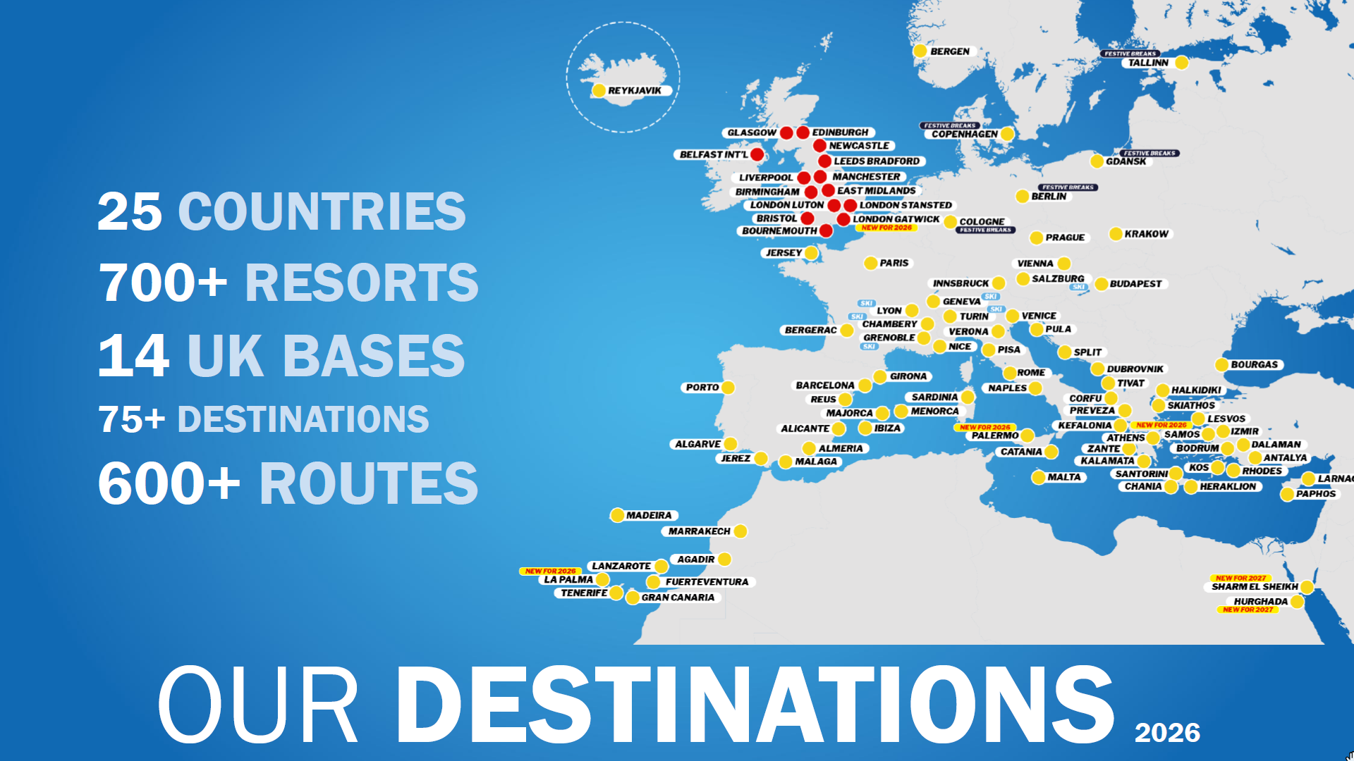 Jet2holidays destinations map