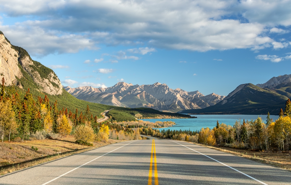 Scenic road through the Canadian Rockies